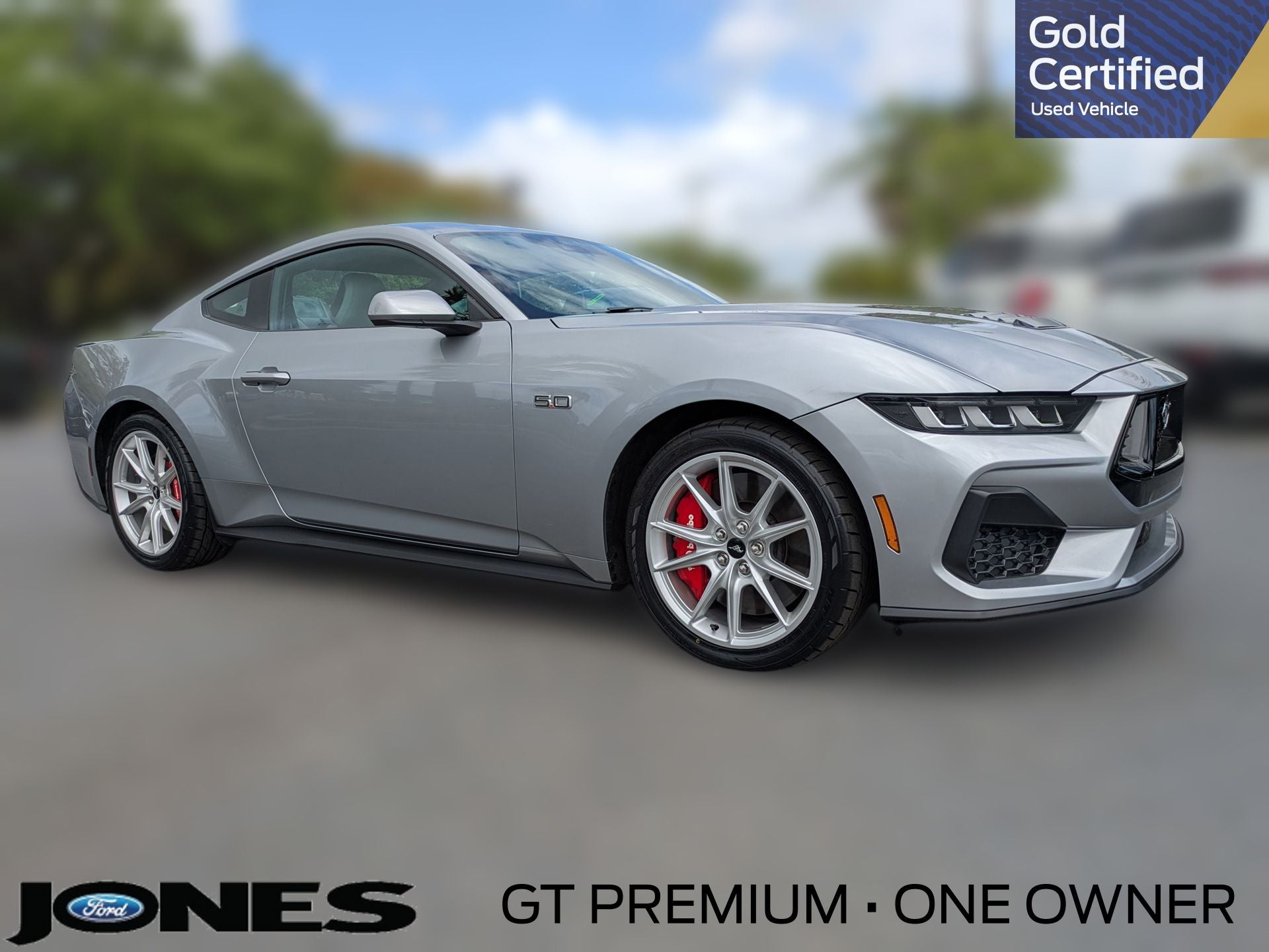 2024 Ford Mustang GT Premium in Silver Metallic — front three-quarter view