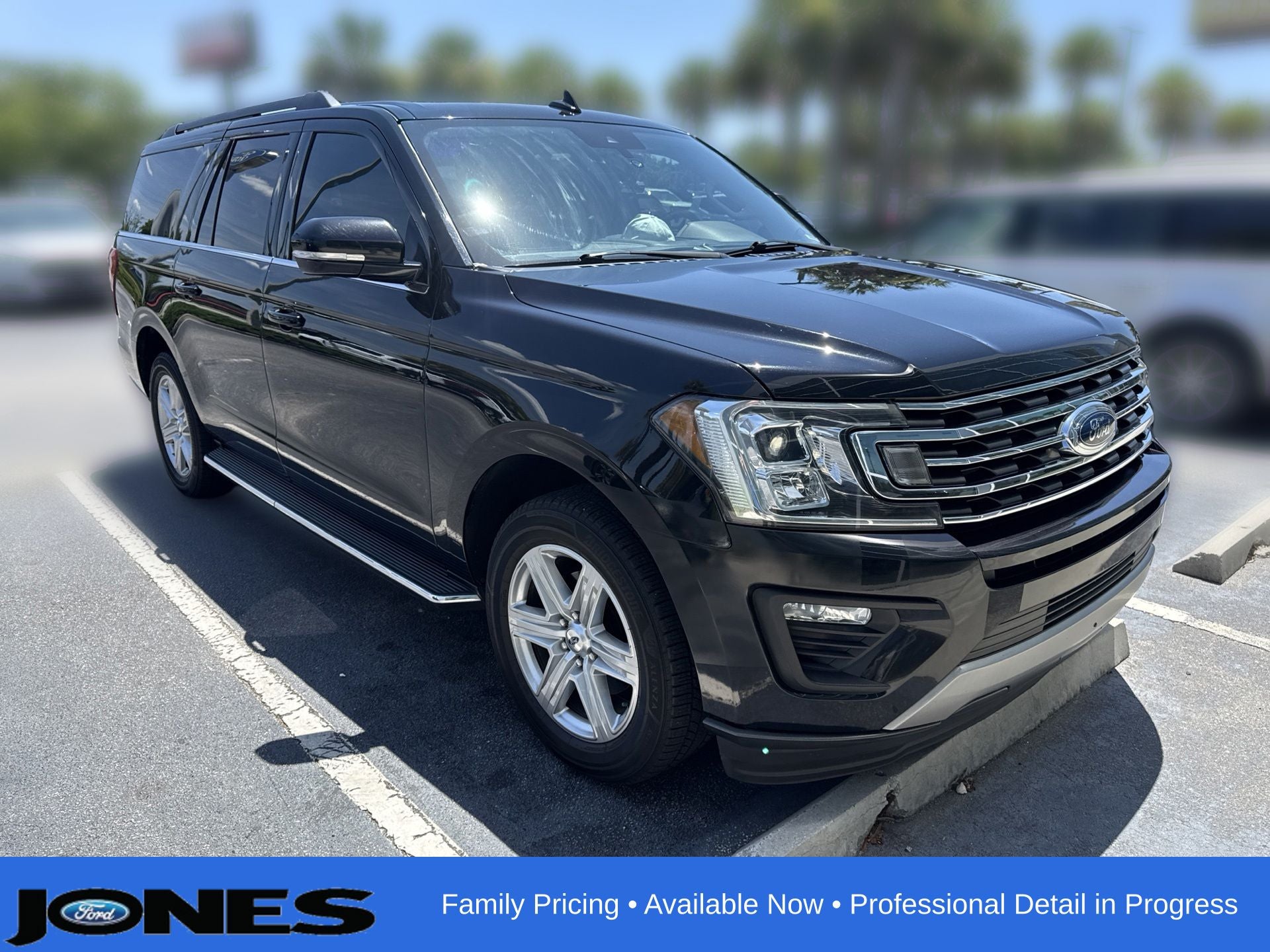 2021 Ford Expedition Max XLT in Agate Black Metallic — front three-quarter view