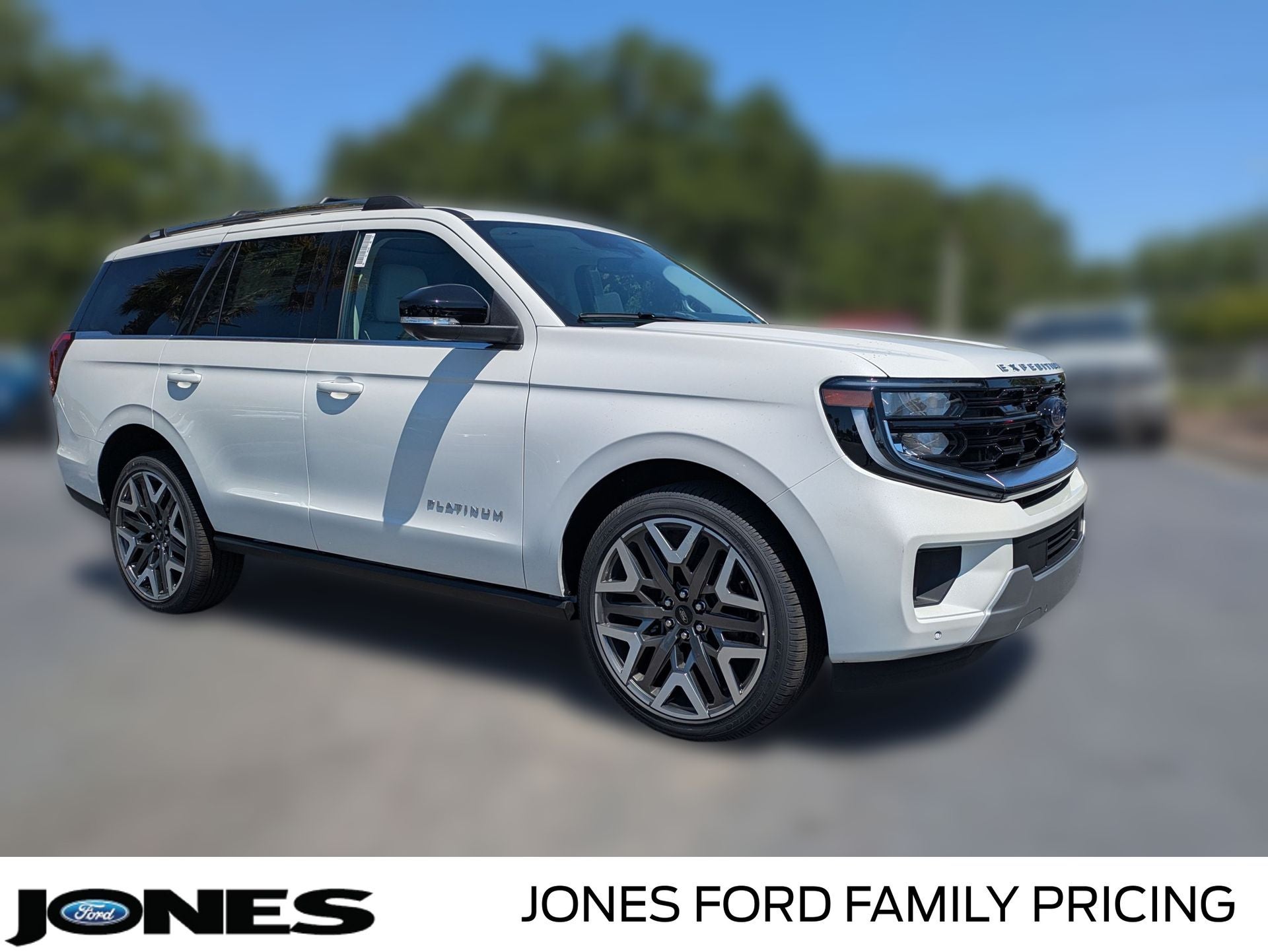 2026 Ford Expedition Platinum in Star White Metallic Tri-Coat — front three-quarter view