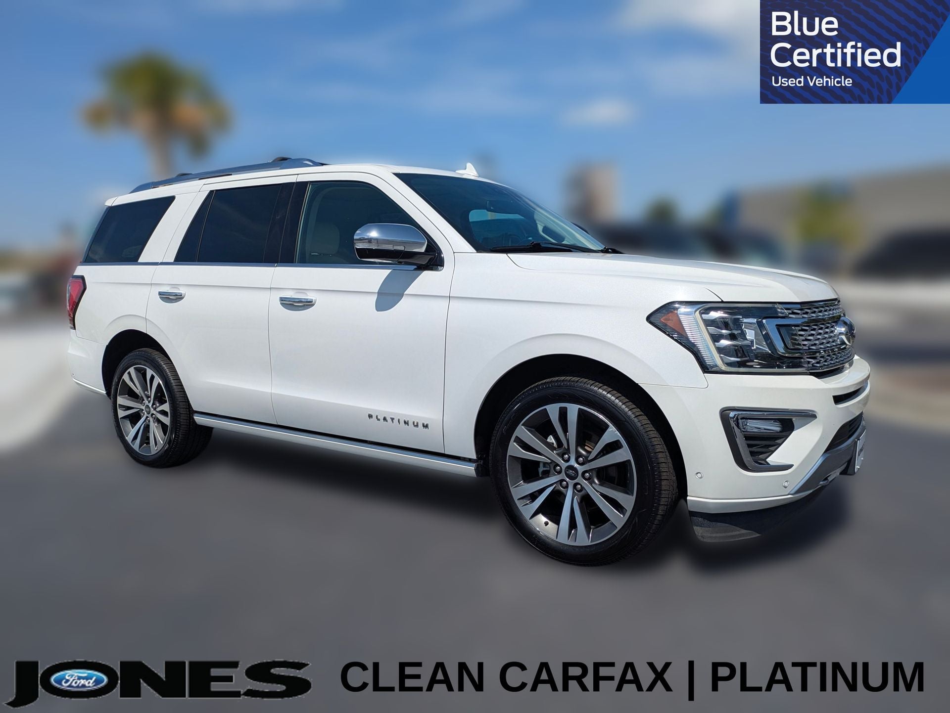 2020 Ford Expedition Platinum in White Metallic — front three-quarter view