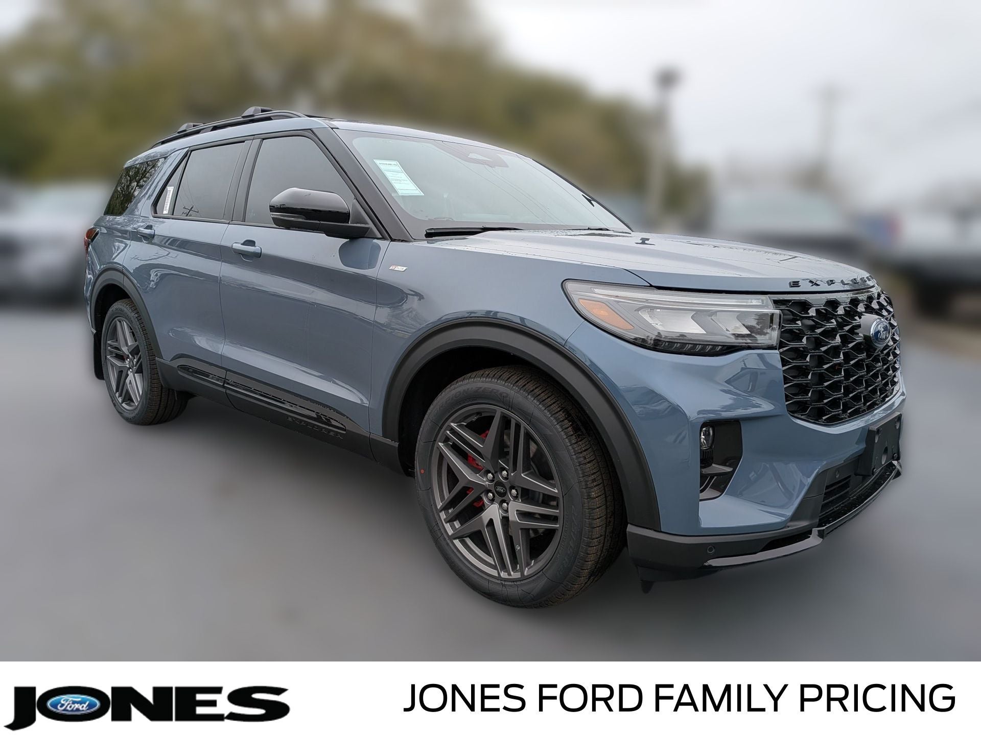 2026 Ford Explorer ST-Line in Vapor Blue Metallic — front three-quarter view