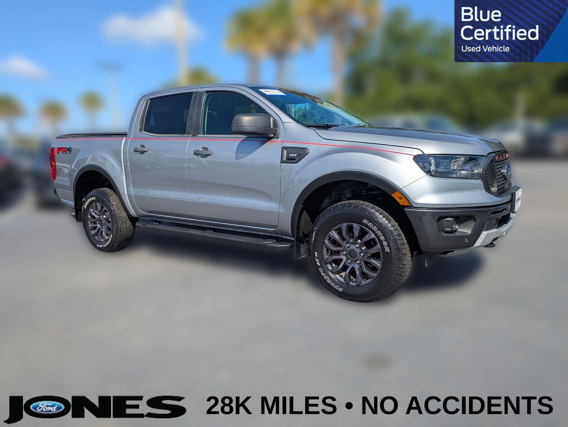 2021 Ford Ranger XLT in Iconic Silver Metallic — front three-quarter view