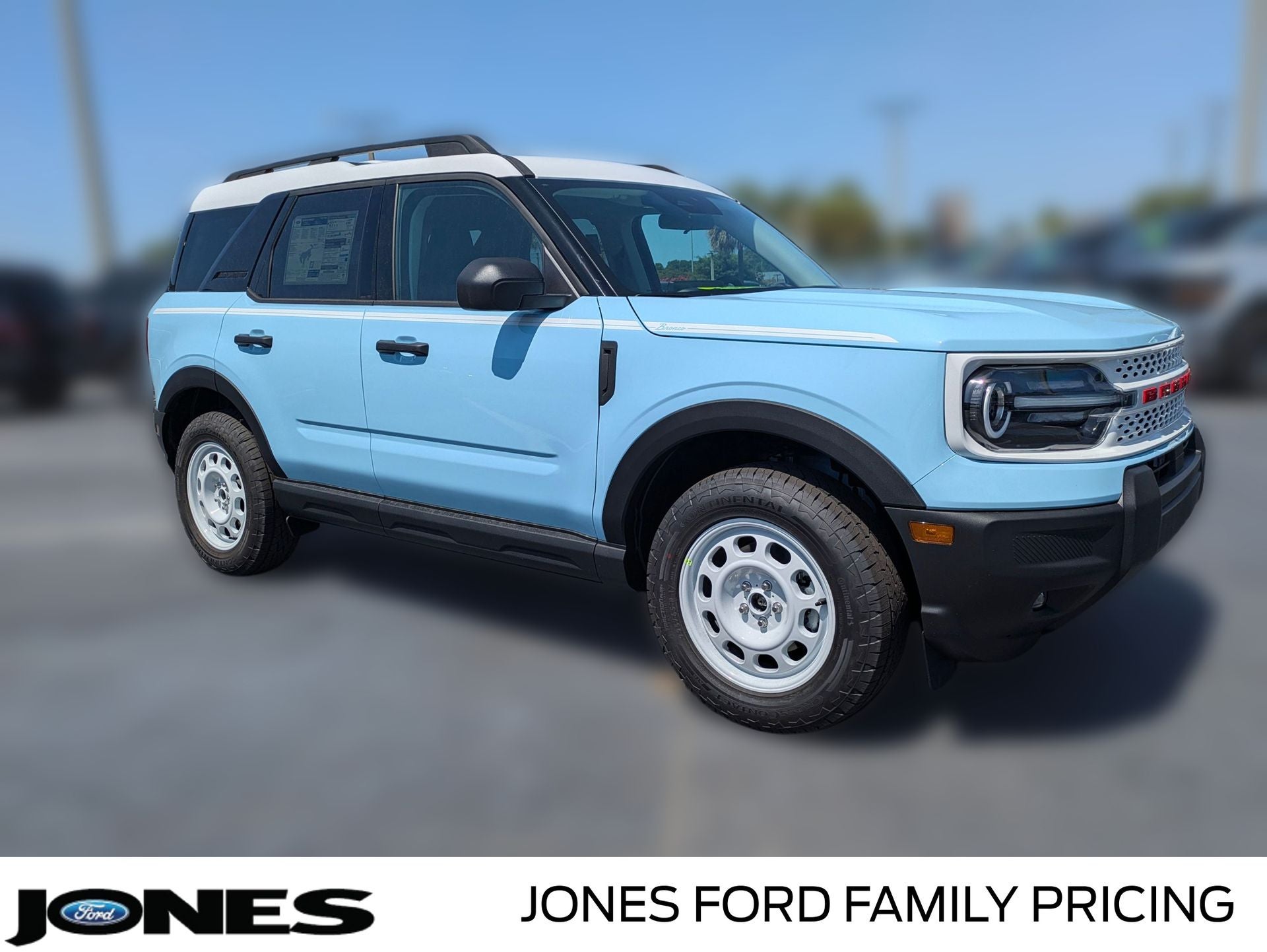 2026 Ford Bronco Sport Heritage in Robin's Egg Blue — front three-quarter view