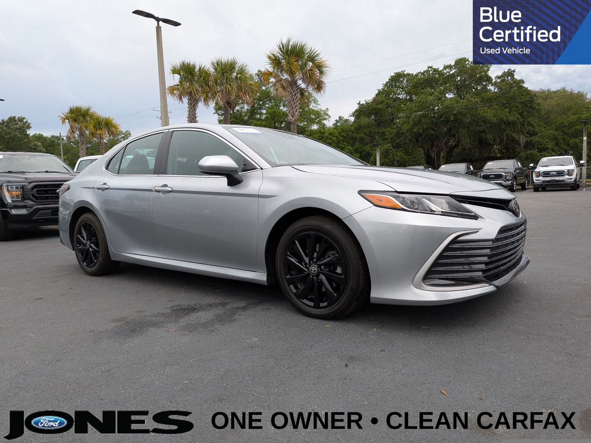 2024 Toyota Camry LE in Celestial Silver Metallic — front three-quarter view